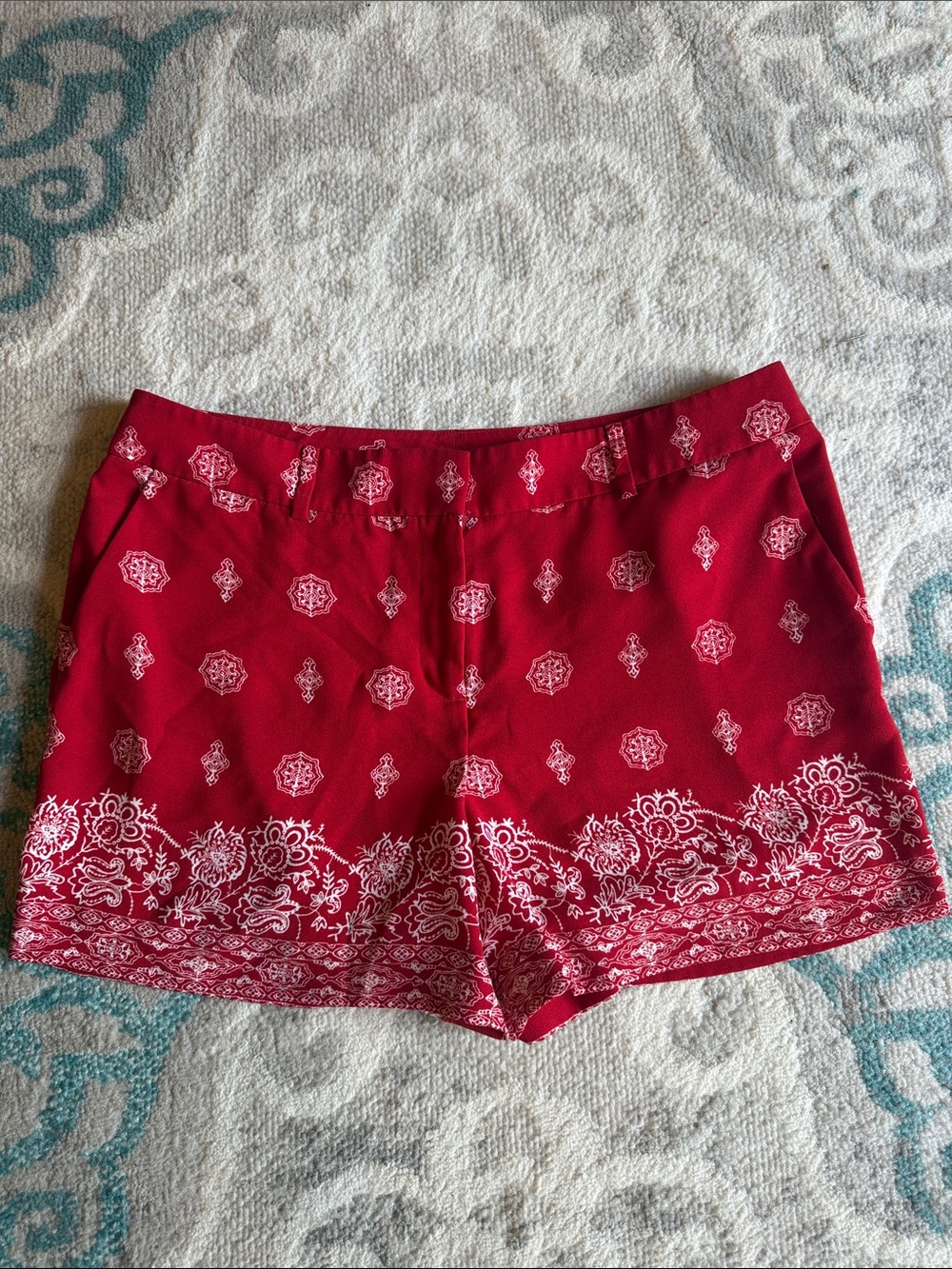 Women’s Red Printed Shorts